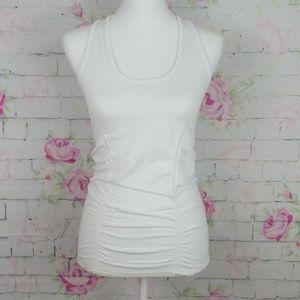 Athleta white racerback tank ruched stayput hem XS